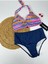 Batik Desenli Yüksel Bel Boyun Bağlamalı Şık Bikini Takımı 1