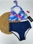 Batik Desenli Yüksel Bel Boyun Bağlamalı Şık Bikini Takımı 1