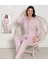 Desenli Uzun Kollu Rahat Kadın Düğmeli Pijama Takımı 1
