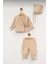 Müslin Fırfır Detaylı 3'lü Şapkalı Set Takım 2