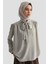 Boyun Kurdele Desenli Tunik-Gri 25YT303 2