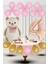 4 Yaş Retro Folyo Krem Ayıcık Pembe Gold Balon Rose Gold Rakam Doğum Günü Süsleme 1