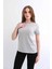 Kadın Bisiklet Yaka Düz Baskısız %100 Pamuk Gri Basic Tişört 2