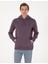 Erkek Mor 2 Iplik Regular Fit Içi Polarlı Kapüşonlu Basic Sweatshirt 50314055-VR038 1