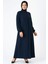Mismoly Medine Ipeği Mevlana Kesim Cepli Kuşaklı Bol Ferace Lacivert 2
