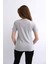 Kadın V Yaka Düz Baskısız %100 Pamuk Gri Basic Tişört 5
