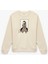 Şardonlu Uzun Kollu Bisiklet Yaka Pamuklu Baskılı Sweatshirt 1