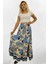 Viskon Kumaş Yırtmaçlı Çiçek Desenli Uzun Etek 2