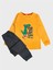 Erkek Çocuk Pamuklu Sarı Dinozor Desenli Uzun Kollu Pijama Takımı 1