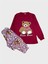 Kız Çocuk Pamuklu Bordo Renk Ayıcık Desenli Uzun Kollu Pijama Takımı 1
