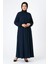 Mismoly Medine Ipeği Mevlana Kesim Cepli Kuşaklı Bol Ferace Lacivert 1