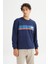 Regular Fit Normal Kesim Bisiklet Yaka Baskılı Lacivert Sweatshirt 1