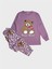 Kız Çocuk Pamuklu Lila Renk Ayıcık Desenli Uzun Kollu Pijama Takımı 1