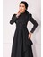 Kol Ağzı Taş İşlemeli Pile ve Volan Detaylı Tafta Saten Tesettür Abiye Elbise SİYAH 1215 7