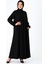 Medine Ipeği Mevlana Kesim Cepli Kuşaklı Bol Ferace Siyah 2