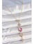 Pirinç Zincir Gold Renk Pembe Zirkon Taşlı Y Kolye TG27BKO10228 1