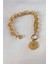 316L Çelik Gold Renk 2'li Zincir Model Çeyrek Altınlı Kadın Bileklik TG27BB5452 1
