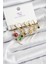 Pirinç Zirkon Taşlı Gül ve Papatya Model Gold Renk 3'lü Çift Kadın Küpe TG27BKP10957 1