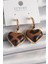 Pirinç Gold Renk 3D Kalp Leopar Desen Model Kadın Küpe TG27BKP9875 1