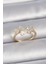 Pirinç Gold Renk Ayarlanabilir Zirkon Taşlı Kalp Beyaz Mineli Model Kadın Yüzük TG27BYK3388 1