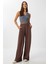 Geniş Paça Dökümlü Modal Pantolon LUB0208 Kahverengi 1