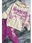 Kız Çocuk Üzeri New York Yazı Detaylı Bilekleri Manşetli Sweatshirt Mor Eşofman Takım 4