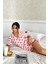 Kadın Gömlek Yaka Pamuklu Kalp Desenli 3'lü Yumuşak Dokulu Pijama Takımı 1