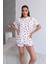 Kadın Çilek Desenli Yumuşak Dokulu T-Shirt Şortlu Pijama Takımı 4