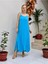 VL11199 Askılı Düz Vual Elbise Turkuaz 1
