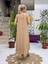 VL11199 Askılı Düz Vual Elbise Camel 3