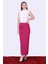 Kadın Pembe Kemerli Cep Ve Düğme Detaylı Poliviskon Tesettür Etek 2099-95 6