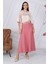 Kadın Gül Kurusu Mevsimlik Kemer Detaylı Parçalı Kloş Uzun Etek 1003-95 1