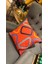 Geometrik Orange / Çift Tarafı Baskılı Evelyn Süet Kırlent Kılıfı 43 x 43 1