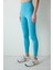 Turkuaz Mavi Yüksel Bel Toparlayıcı Bilek Boy Form Tayt 6