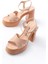 P-105 Nut Çapraz Kalın Topuklu Kadın Sandalet 4