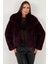 Oversize Fit Gömlek Yaka Cepli Astarlı Kürk Mont Bayan Kürk 497BERRY 4