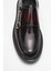 Erkek Kemerli Loafer Ayakkabı Gerçek Deri T575 Bordo 2