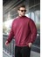 Bordo Yarım Balıkçı Yaka Erkek Basic Sweatshirt E7158 1