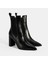 Kadın Siyah Lastikli Topuklu Deri Bot 1