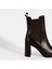 Kadın Kahve Lastikli Topuklu Deri Bot 6