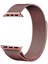 Apple Watch Se 3 (44MM) Uyumlu Mıknatıslı Hasır Metal Kordon-01 Rose Gold 2