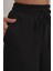 4757 Kadın Lastikli Bol Paça Örme Dökümlü Selanik Pantalon Siyah 5