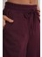 4757 Kadın Lastikli Fitilli Bol Paça Örme Dökümlü Pantalon Mürdüm 5