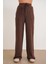 4757 Kadın Lastikli Bol Paça Örme Dökümlü Selanik Pantalon Kahve 4