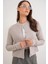 6778 Kadın Links Desenli Crop Triko Hırka Taş 3