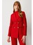 Kadın Kruvaze Yaka Kapak Cepli Ceket 5025 Kırmızı 1