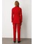 Kadın Kruvaze Yaka Kapak Cepli Ceket 5025 Kırmızı 4