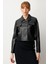 Kadın Çıtçıtlı Deri Crop Ceket 5087 Siyah 2