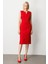 Kadın Süs Düğme Detaylı Kolsuz Elbise 4015 Kırmızı 2