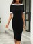 Kadın Kısa Kollu Kayık Yaka Arkadan Yakalı Ithal Krep Elbise 2